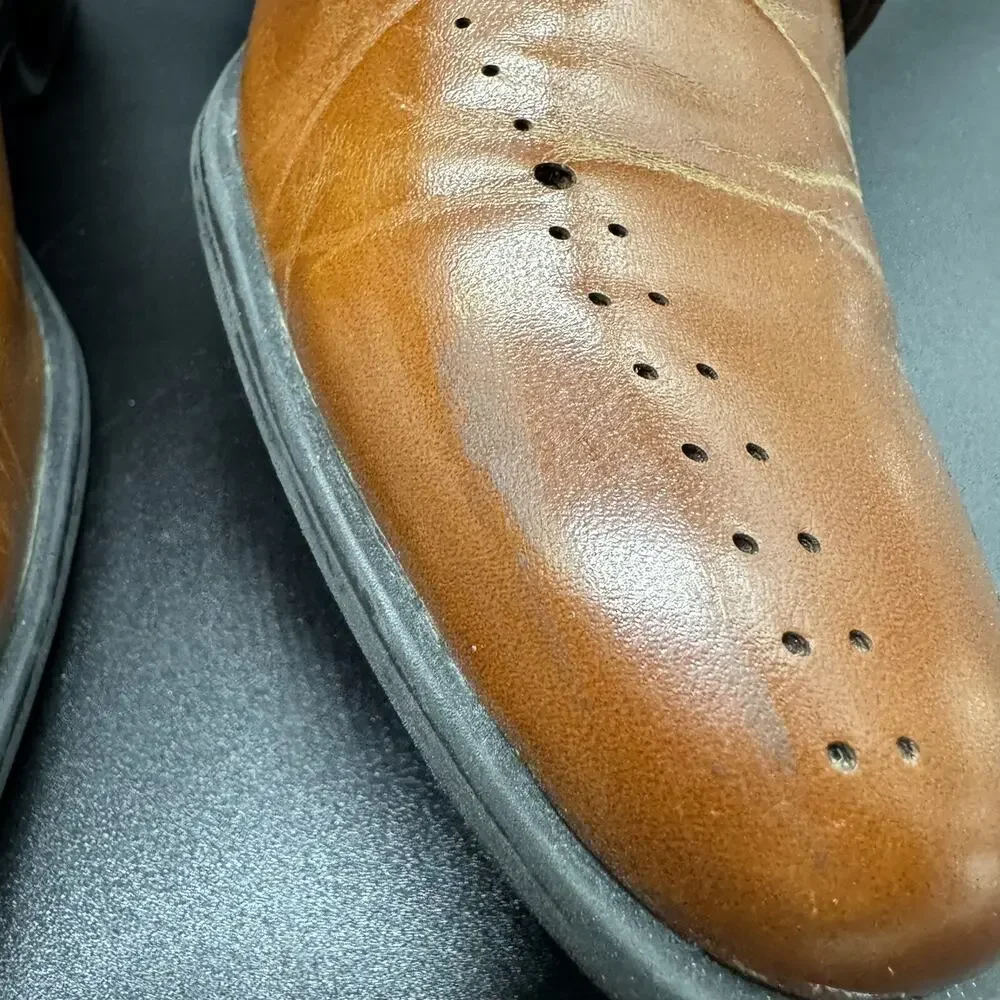 Stacy Adams Oxford Atwell Cognac Dress Shoes 43373-221 Boy's Size 4M Wedding EUC